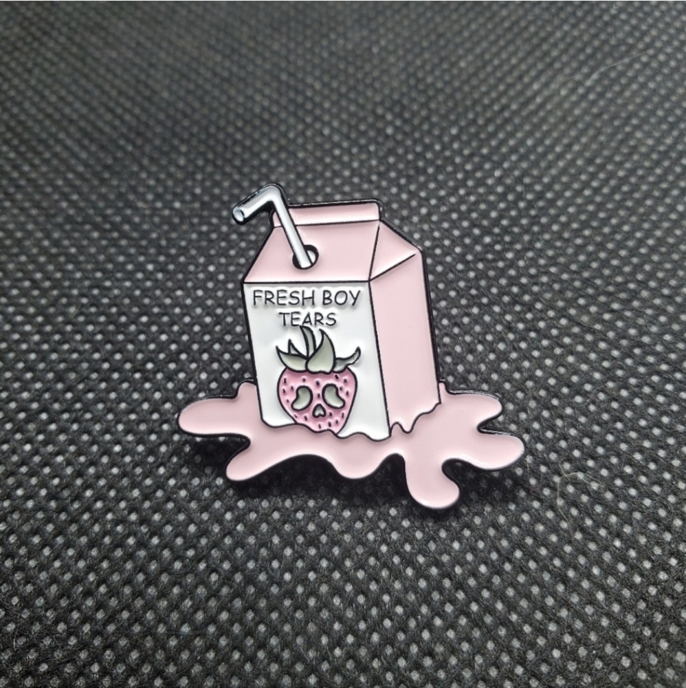 Fresh boy tears carton enamel pin